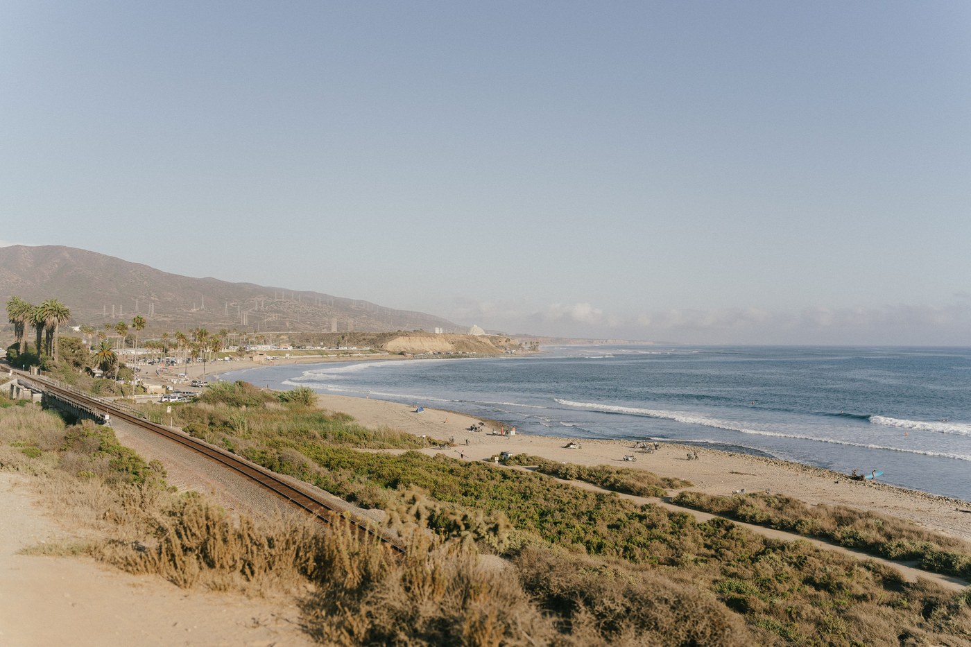 The coast at San Onofre, the railway line and the beach below