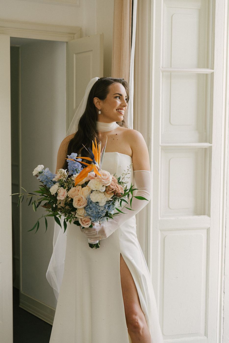 The bride with her bouquet