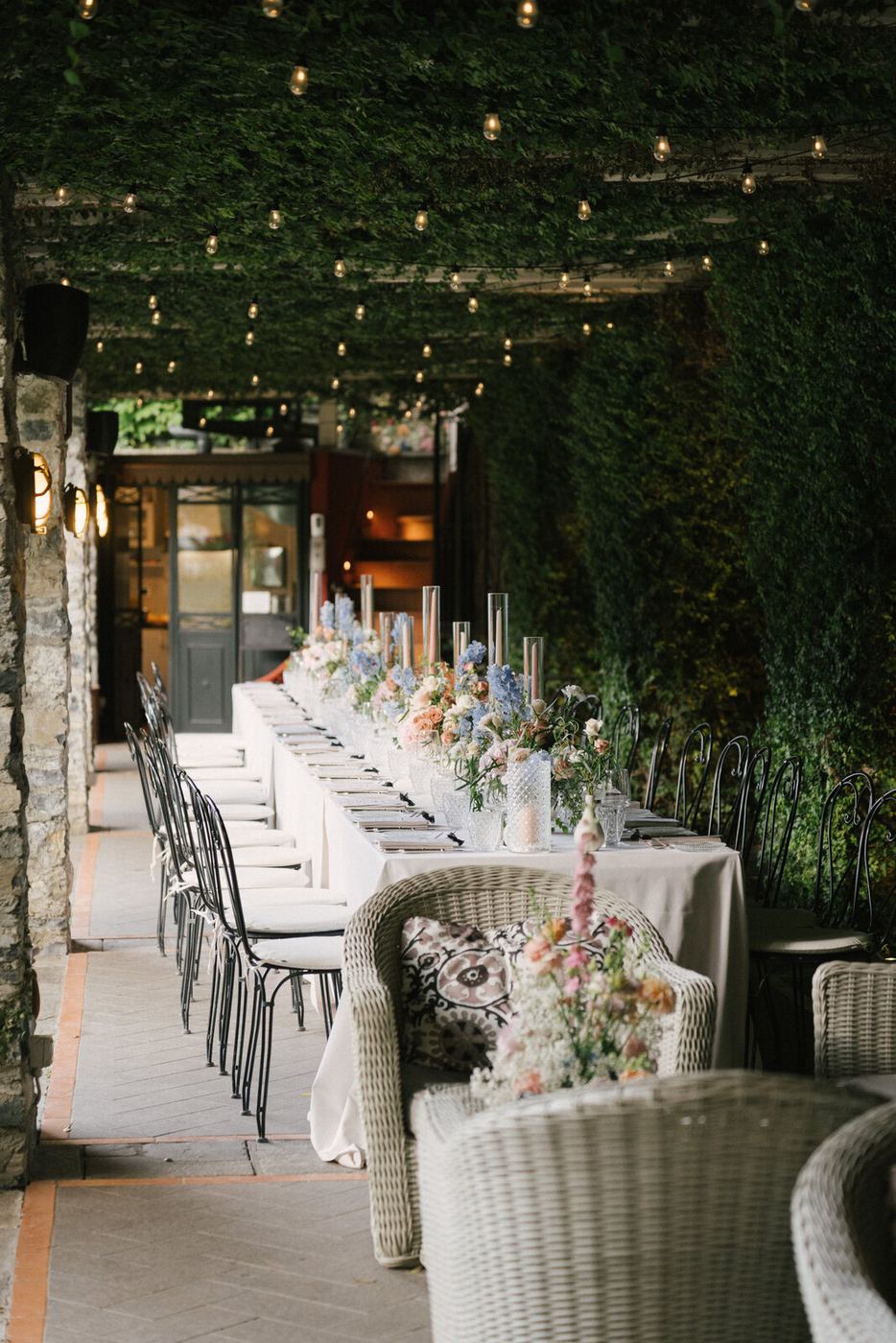 The table, under the pergola