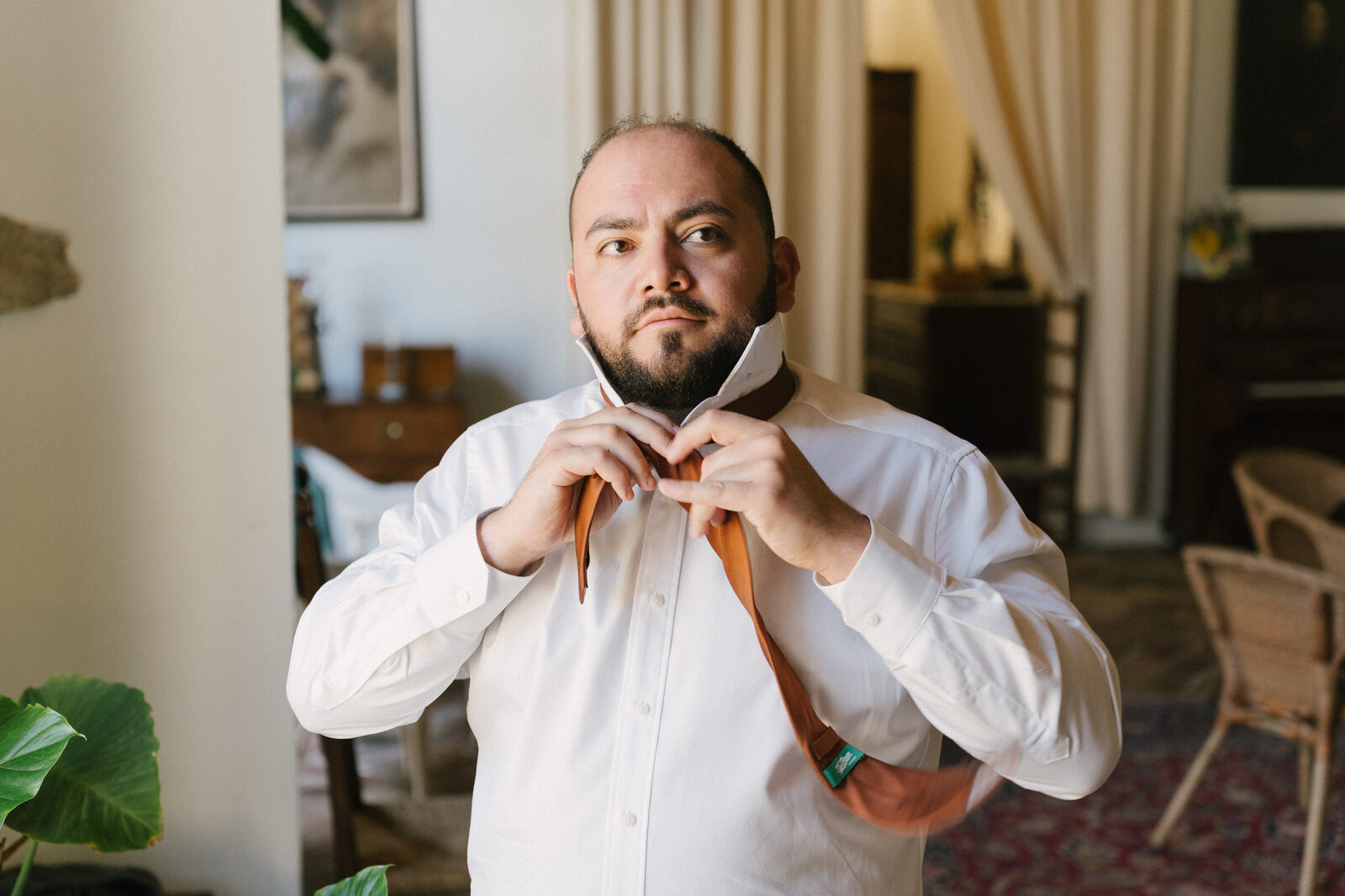 Him, getting ready