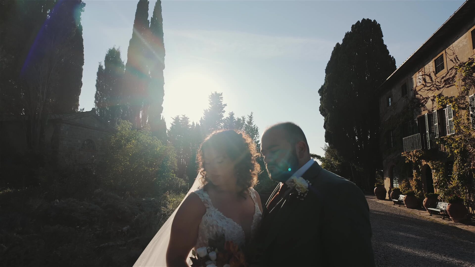 A frame from the wedding film at Villa Pozzolo