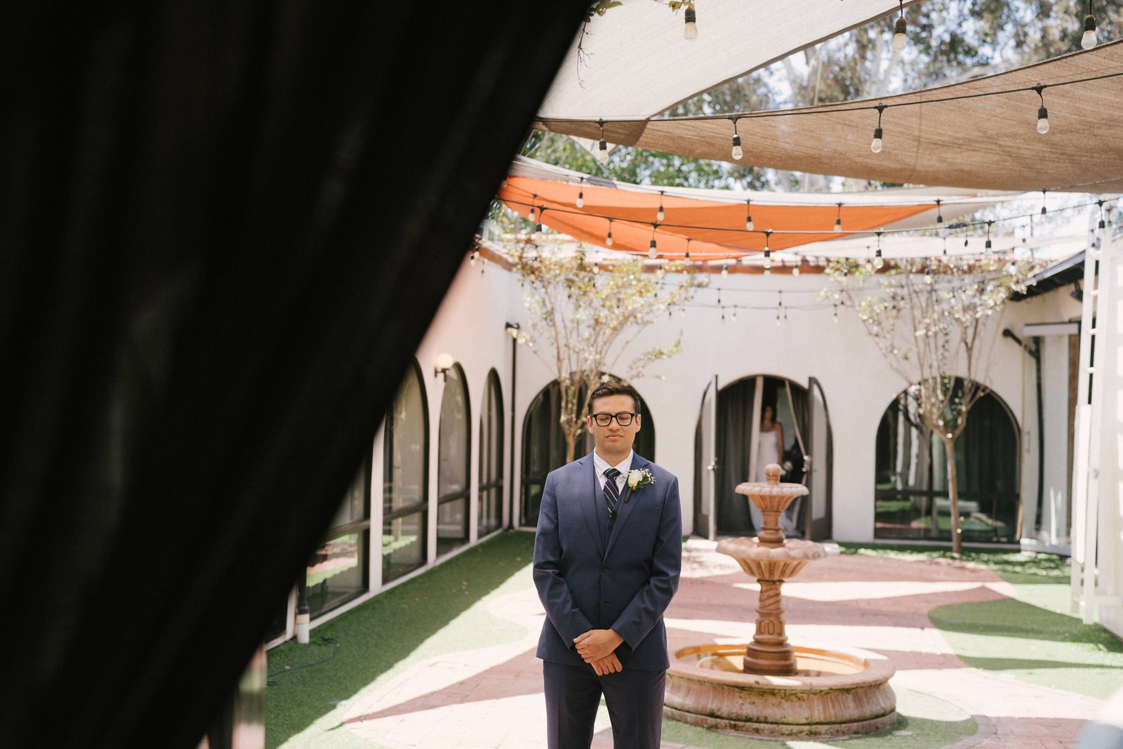 Waiting by the fountain