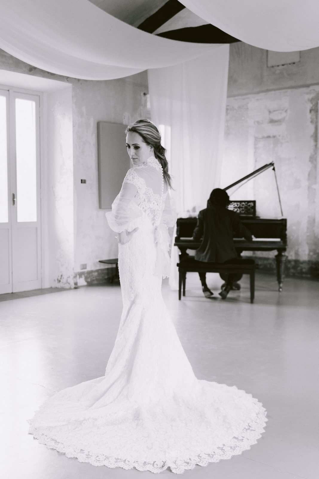 The piano, in black and white