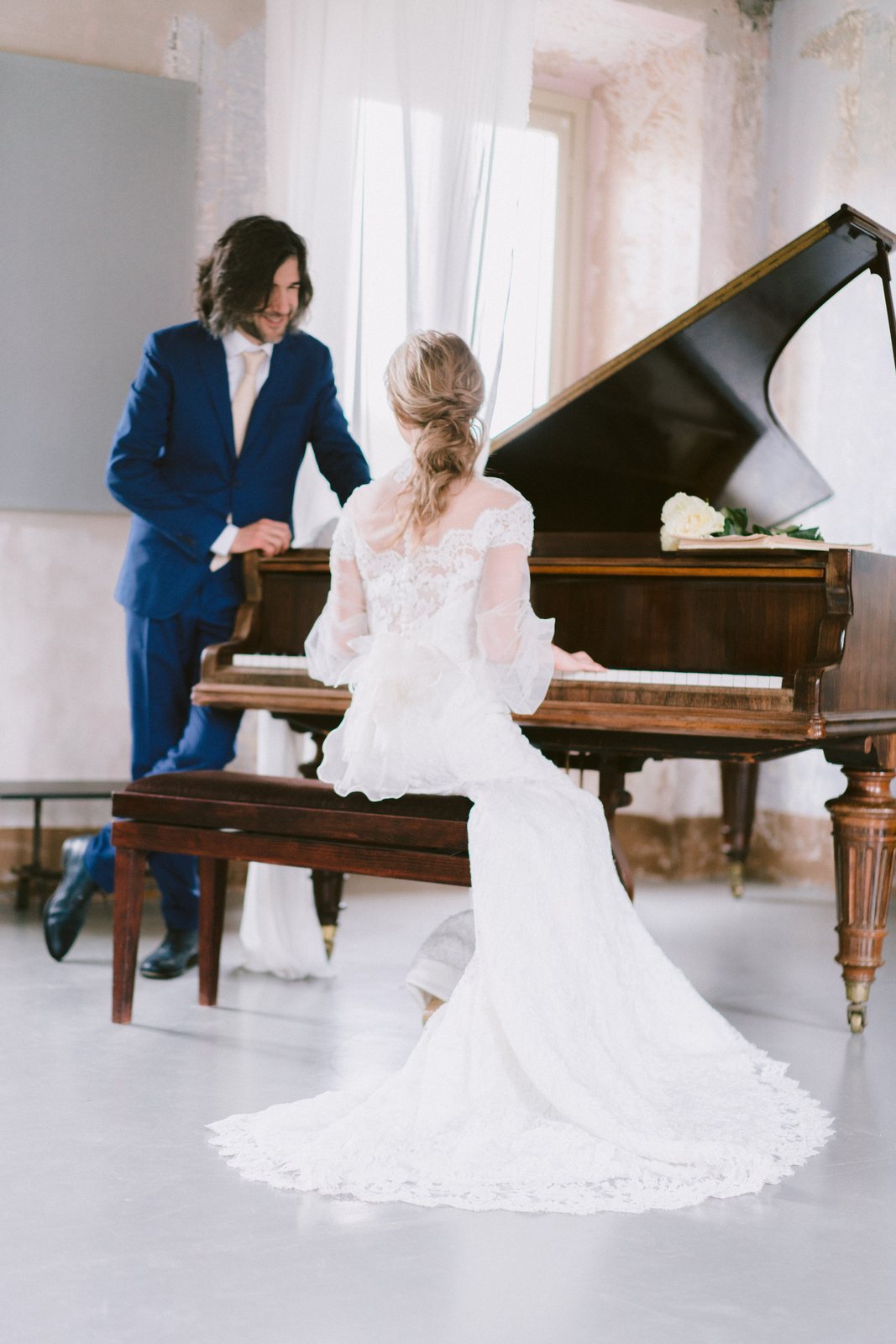 At the piano