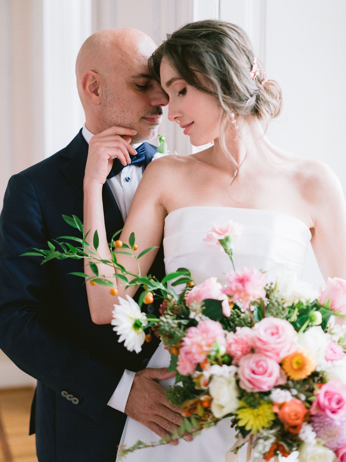 With the bouquet
