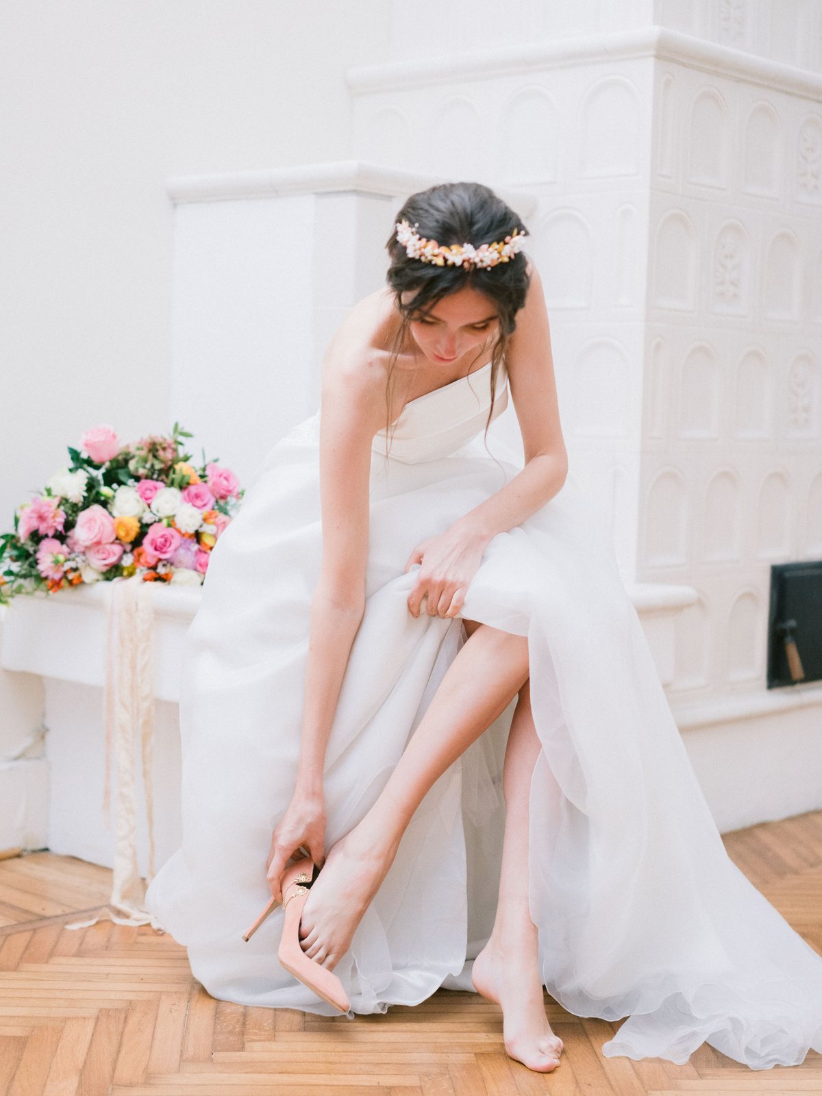 Seated, in the white room