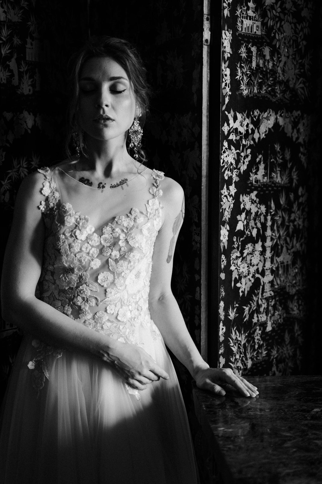 In black and white