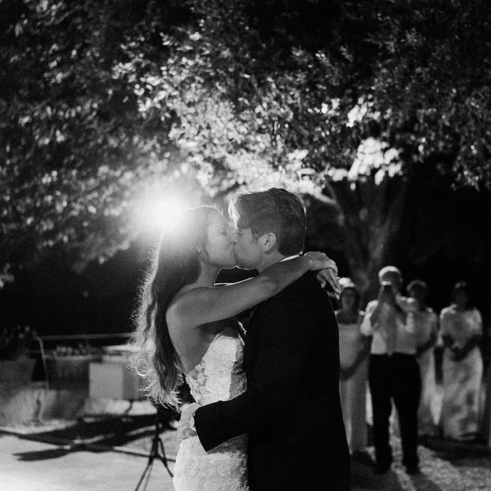 In the dark, in black and white