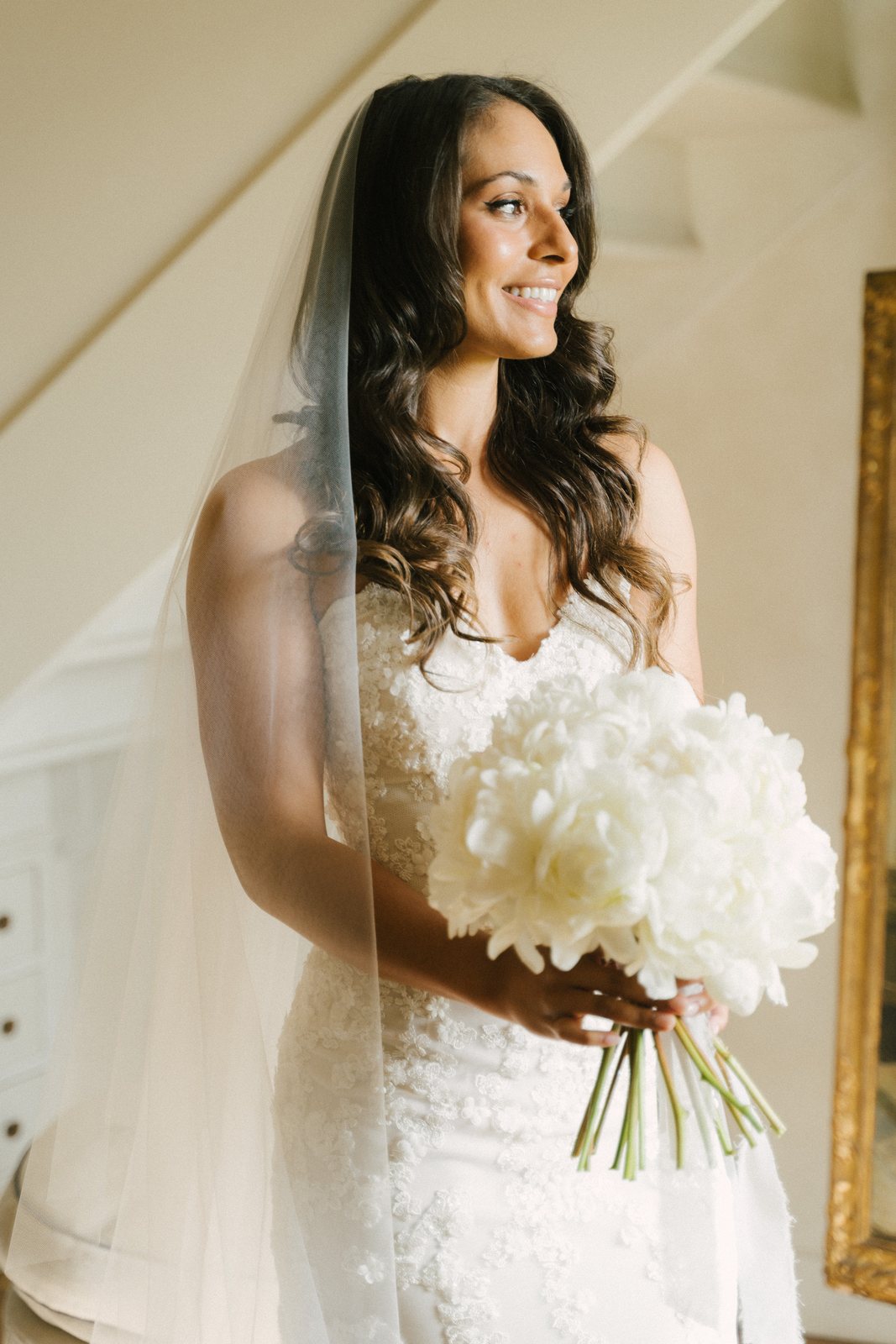 With the bouquet