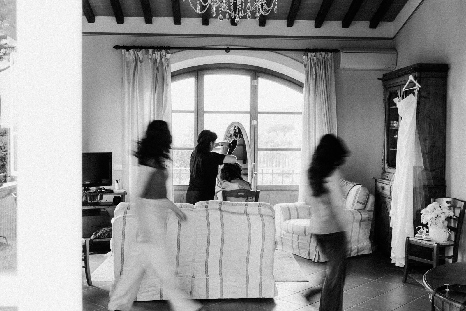 Getting ready, in black and white