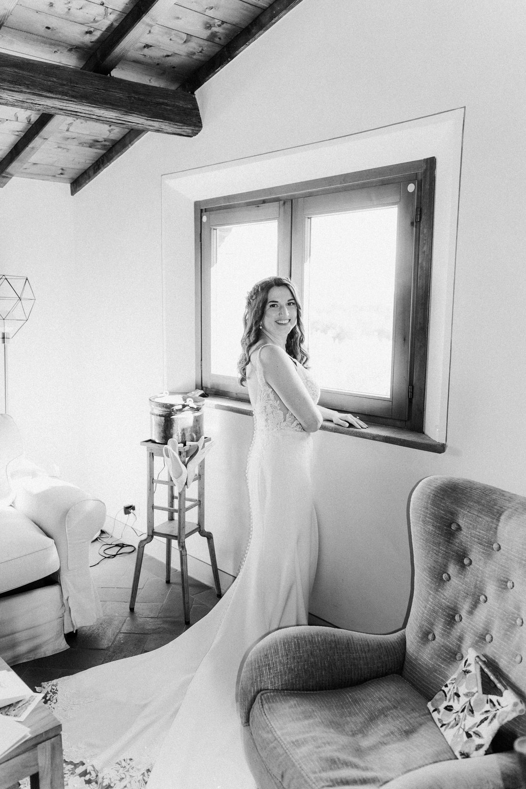 At the window