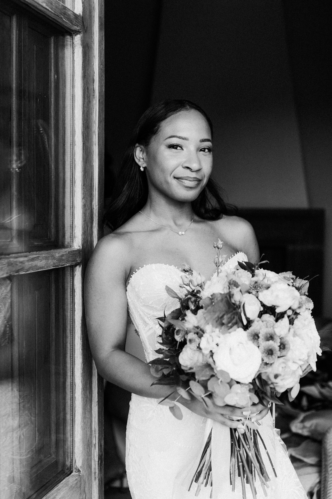 At the window, in black and white