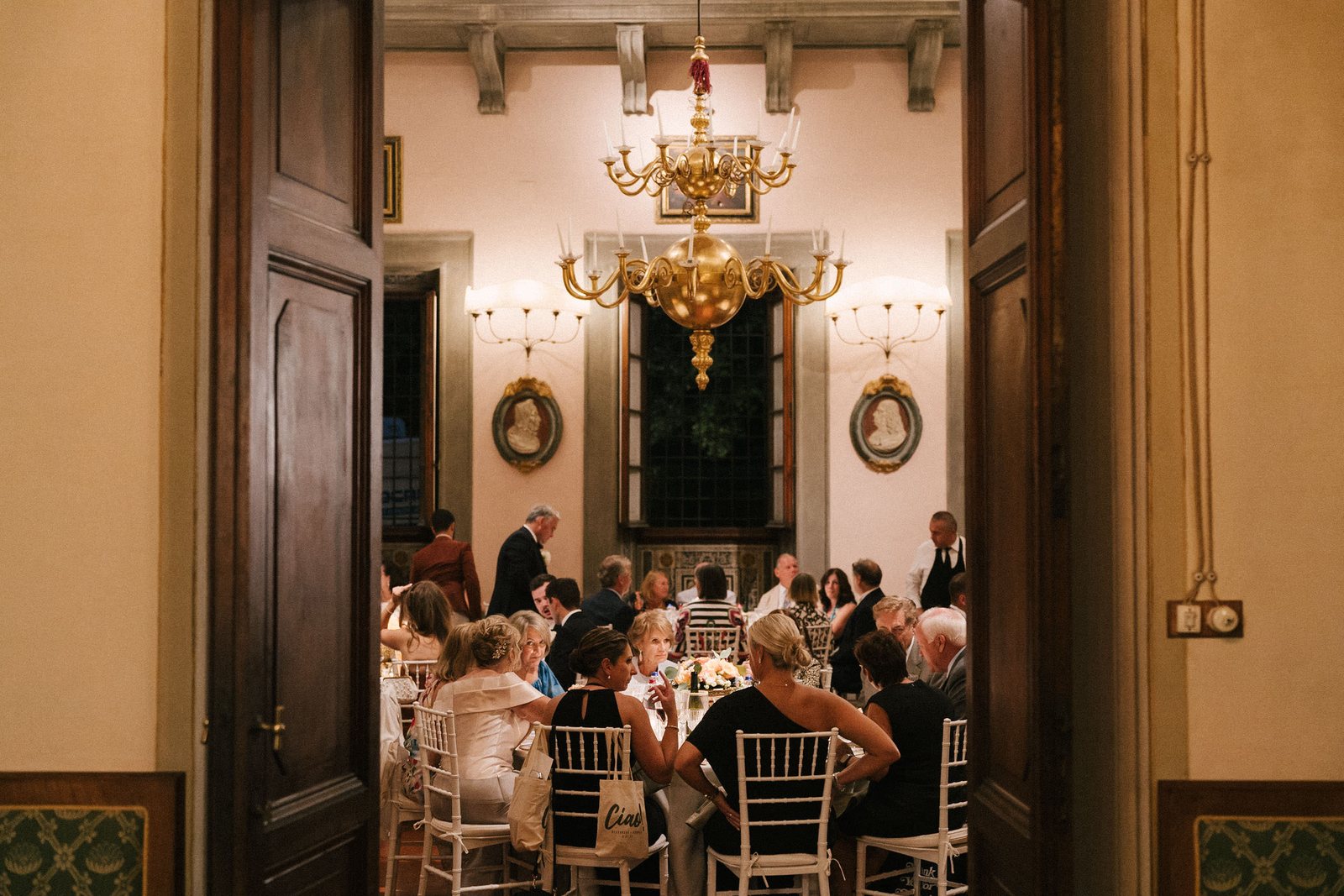 The hall, laid