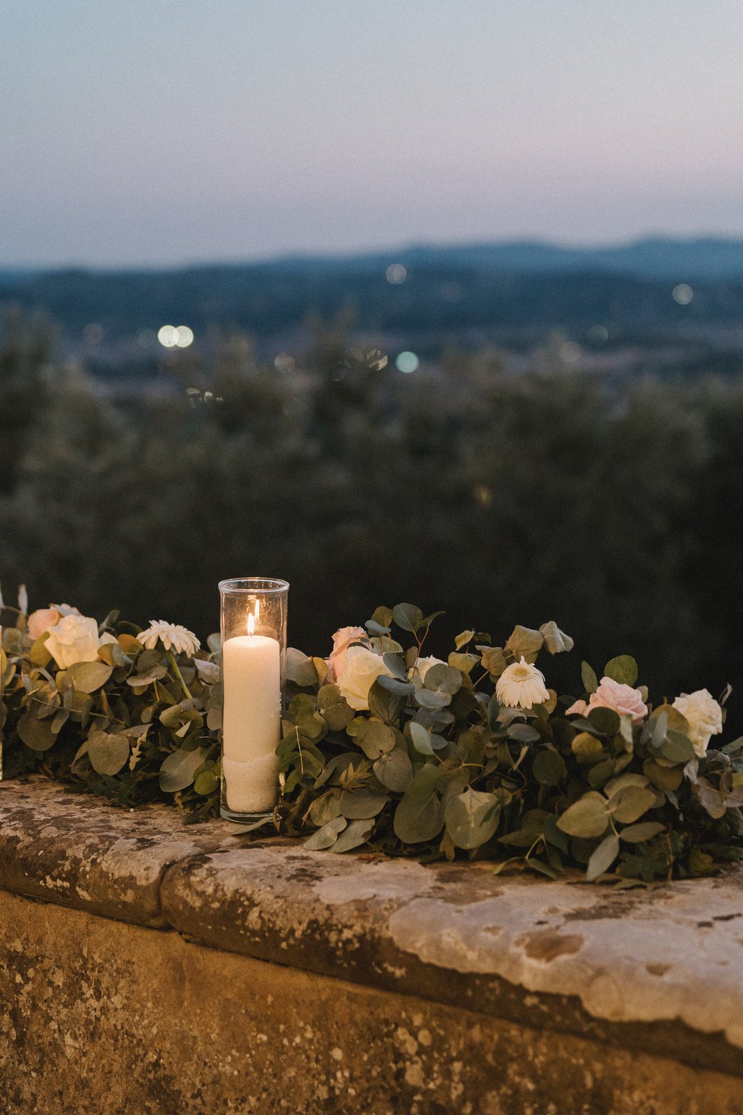 Candles, and the flowers on the table