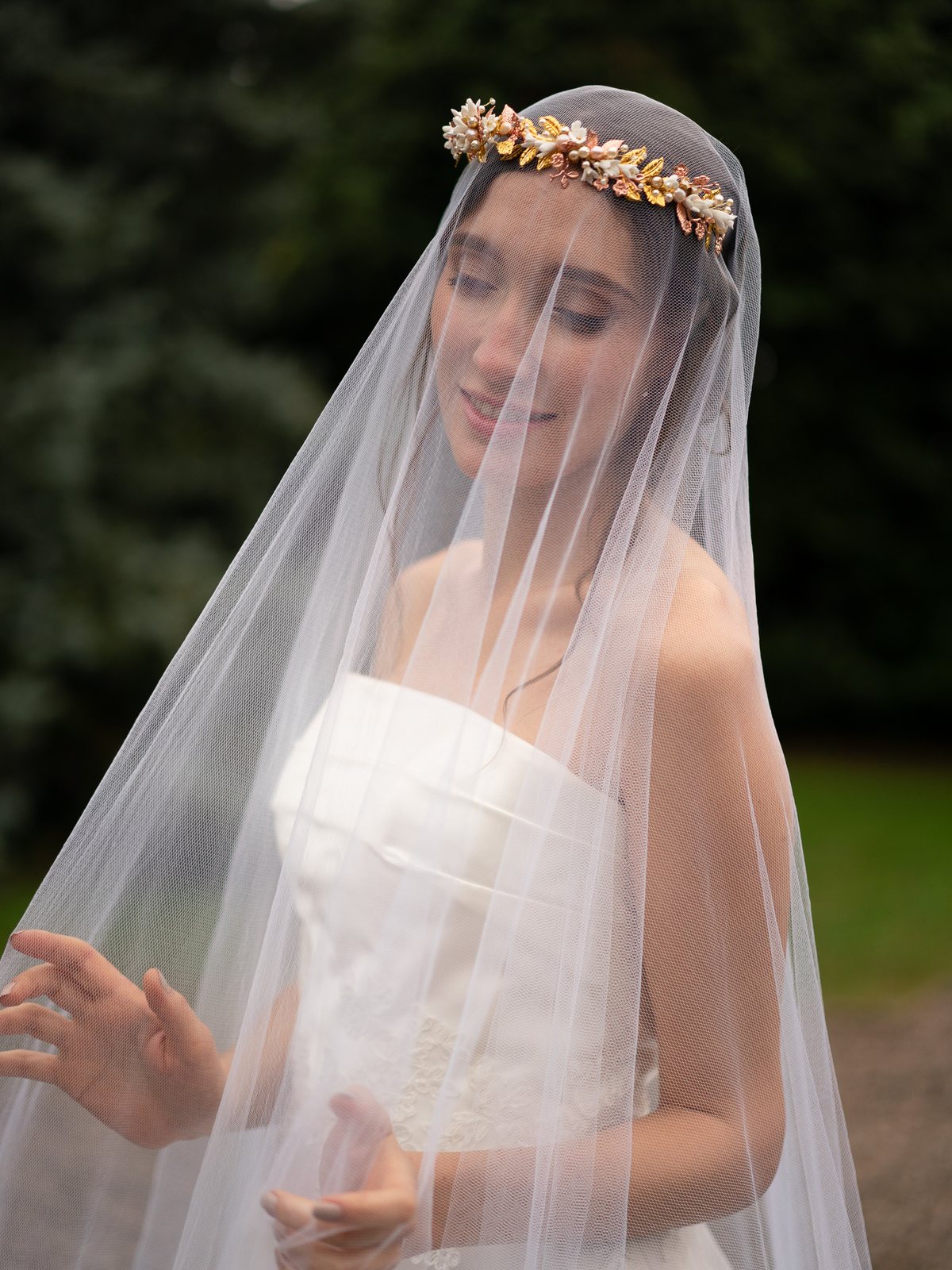 A veil, in open shade — before the preset