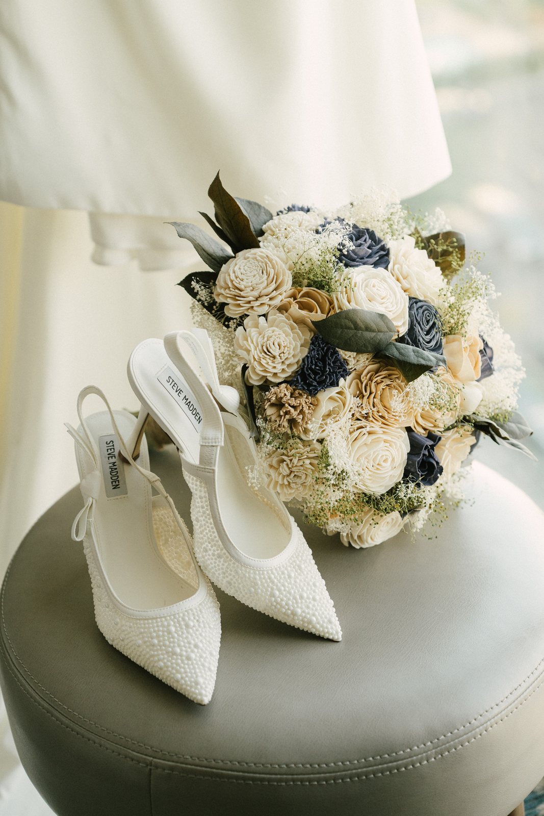 The shoes, and the bouquet