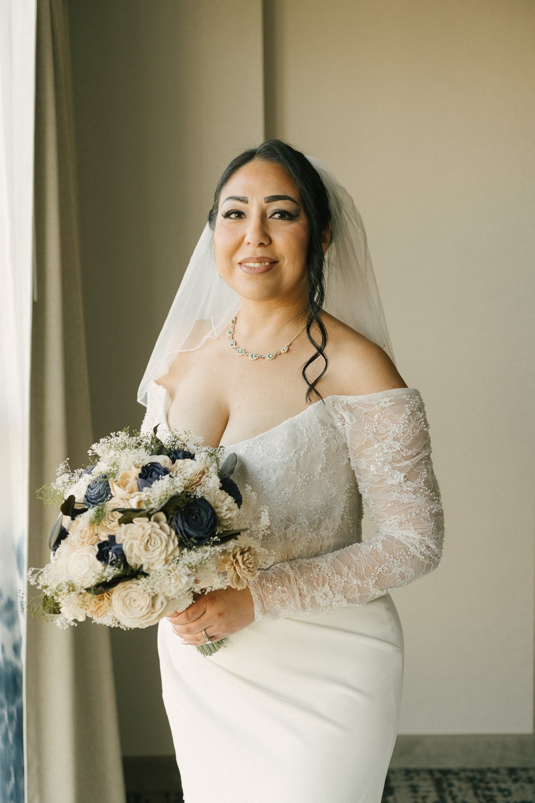With the bouquet
