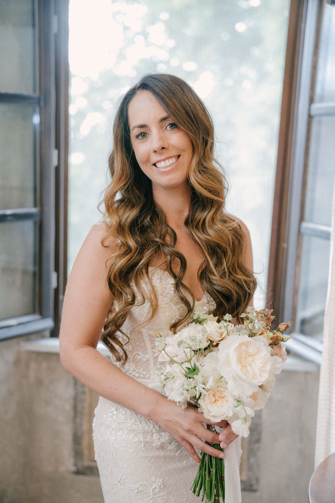 With the bouquet