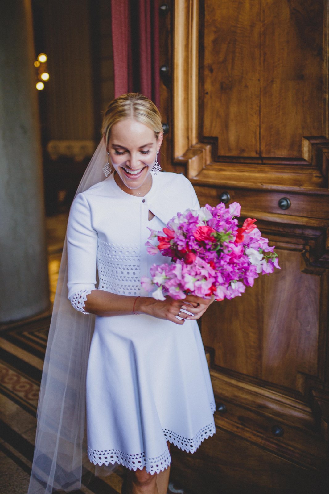 With the bouquet