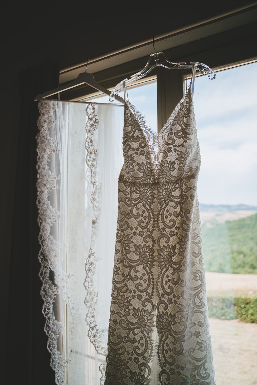 The dress, hanging
