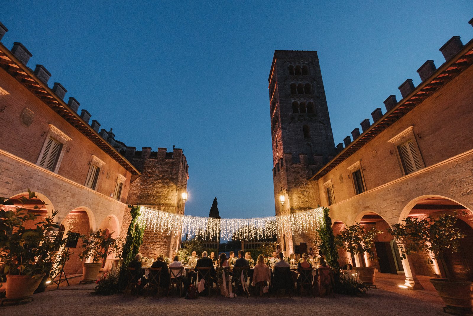 The courtyard, at blue hour