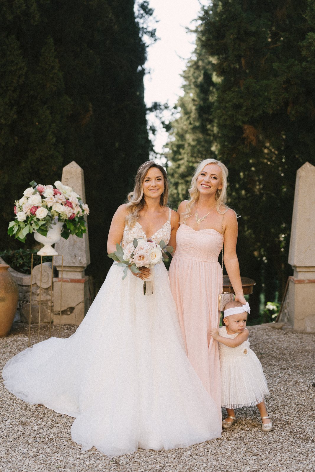With the bridesmaids