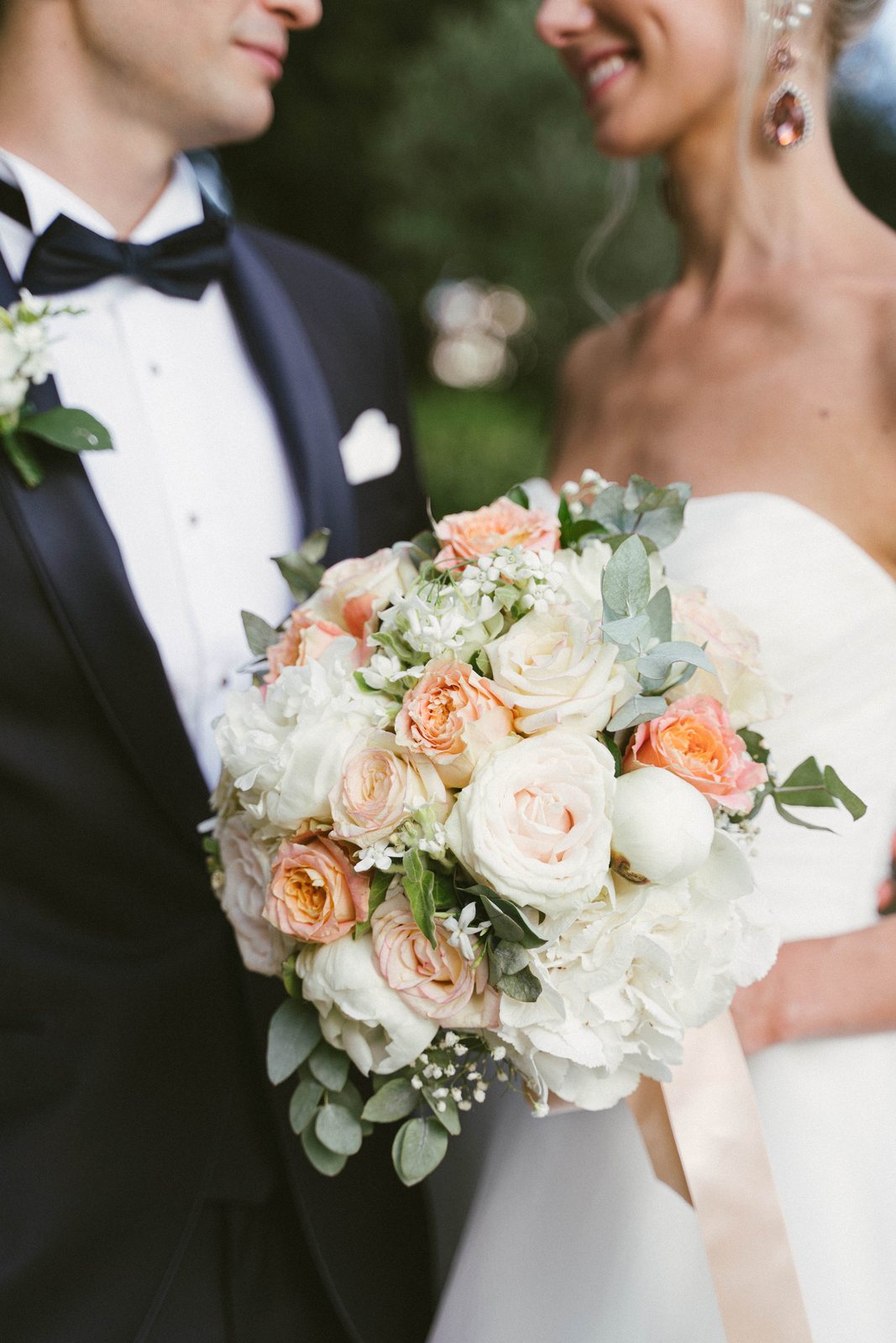 With the bouquet
