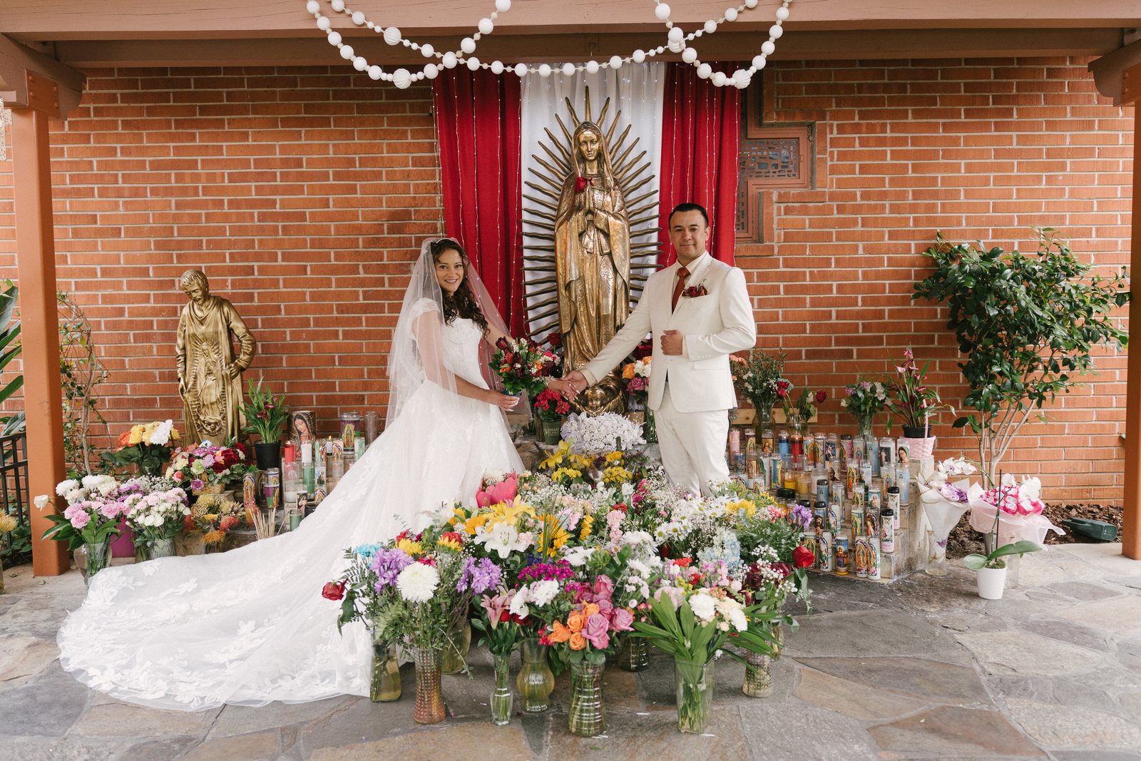 At the shrine, with the flowers