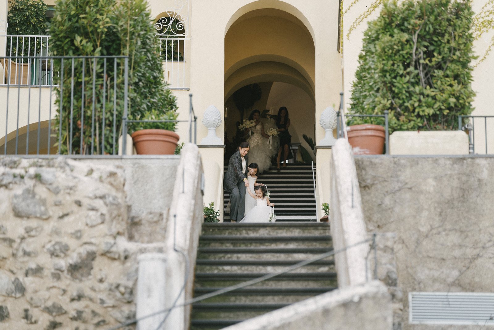 The stairs down to the garden