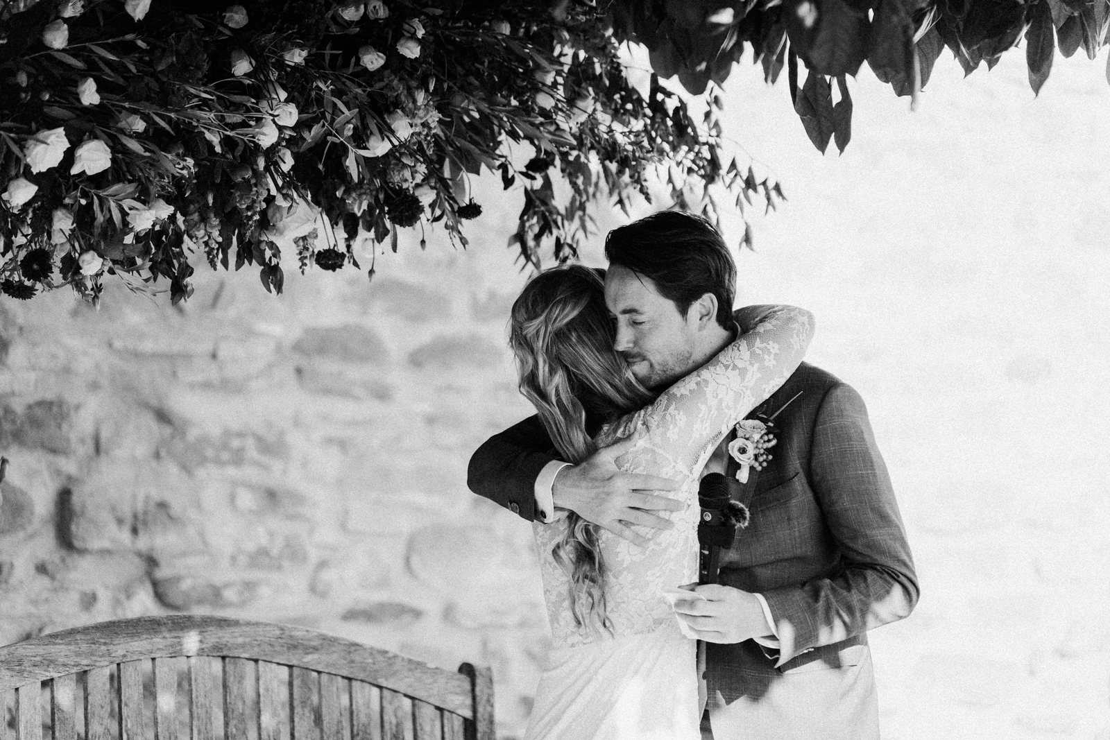 At the gate, in black and white