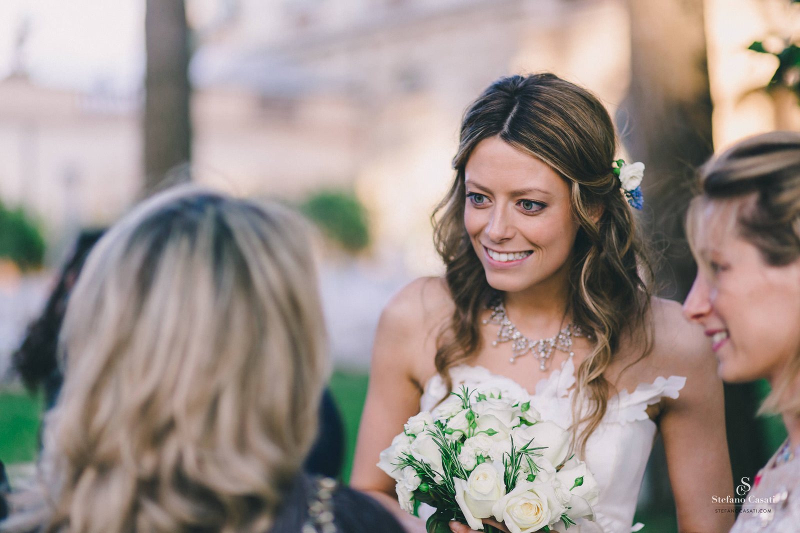 With the bouquet