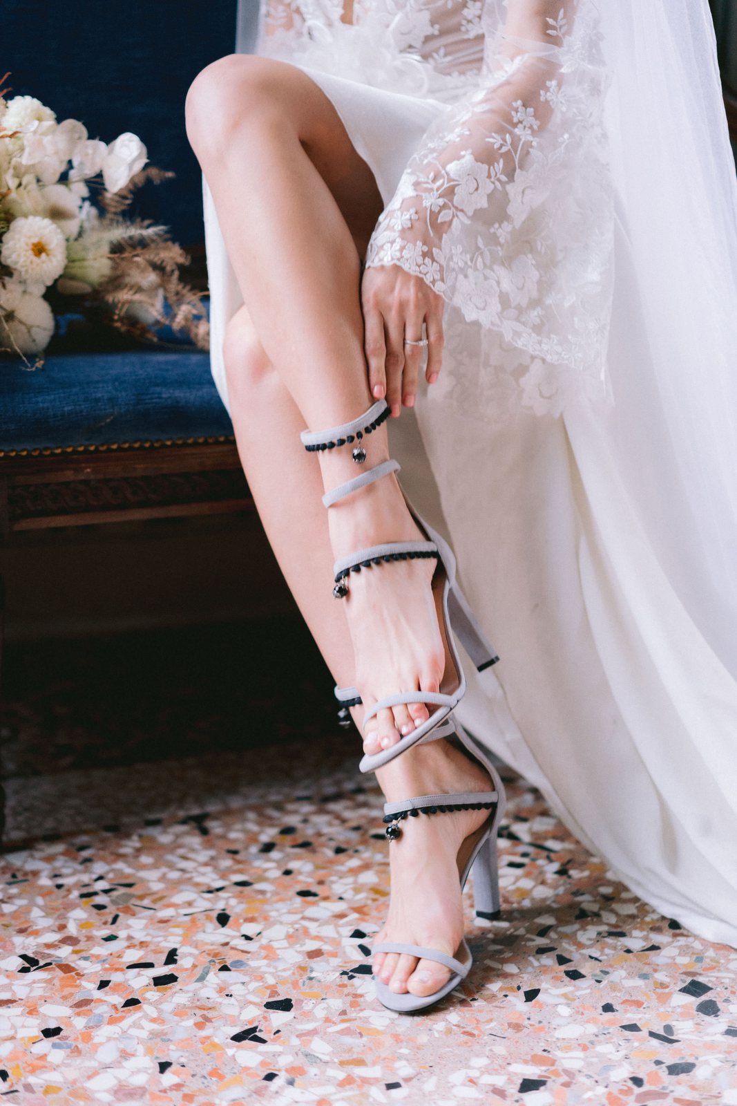 The shoes, on confetti