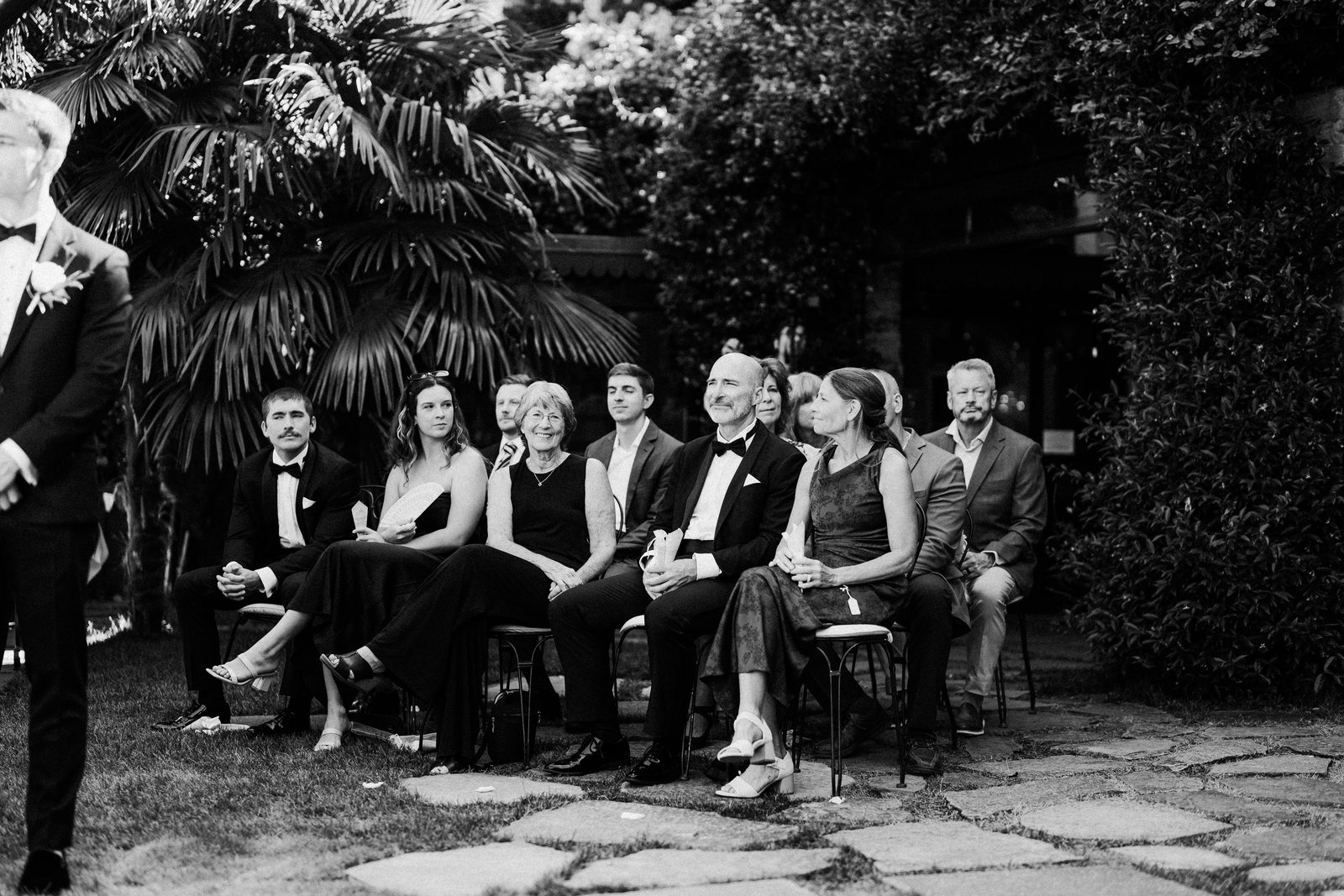 The seats, in black and white
