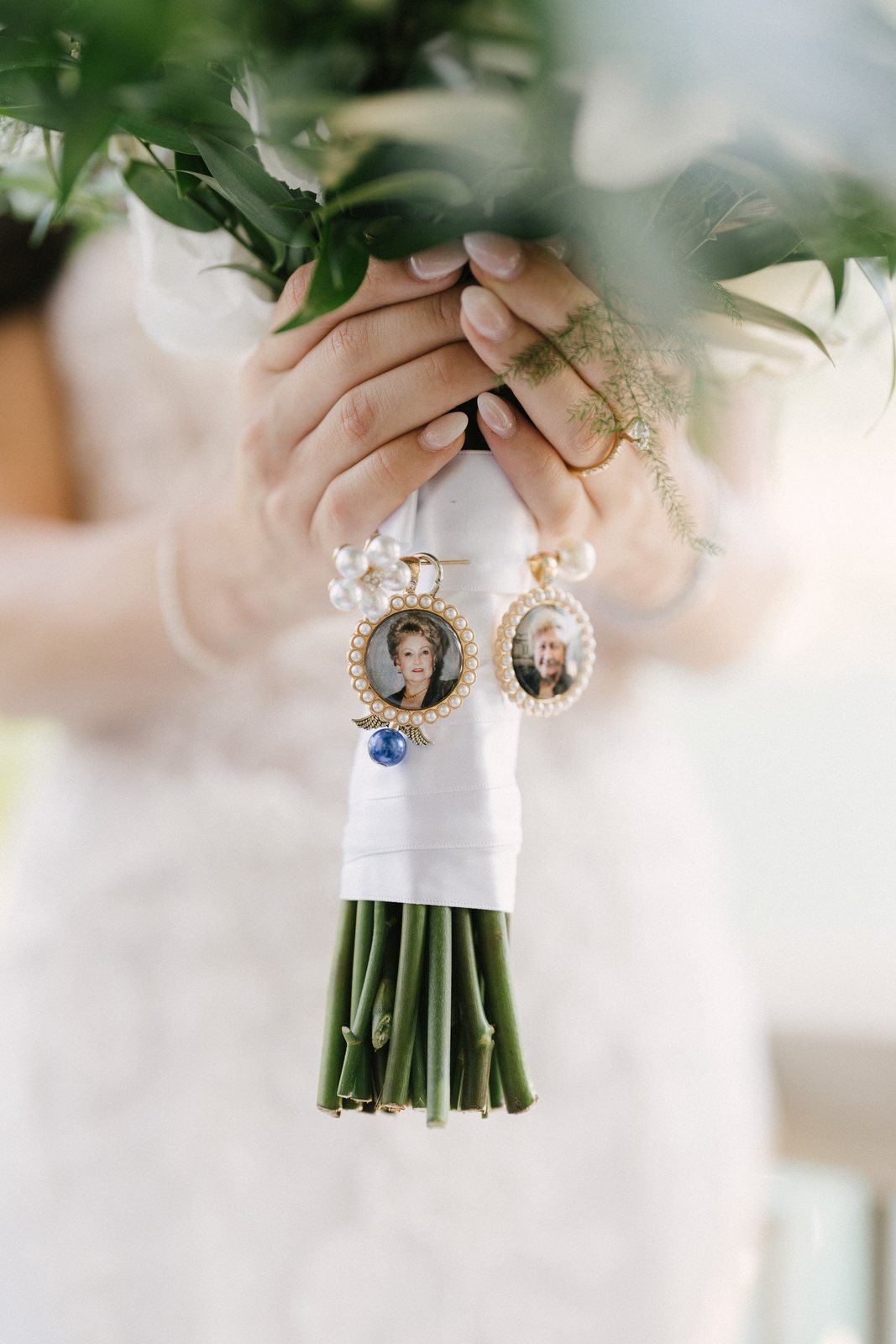 The bouquet, and what was pinned to it
